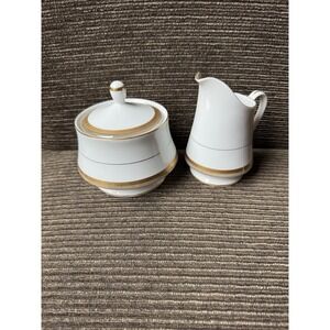 Premiere Covered Sugar Bowl & Creamer Set Beachwood G9057 MCM VTG Japan